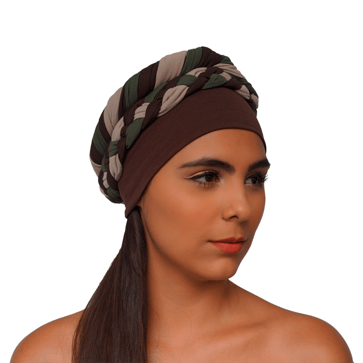 turbante afro verde cafe lado