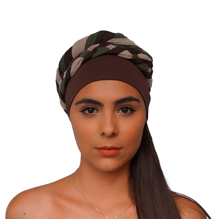 turbante afro verde cafe