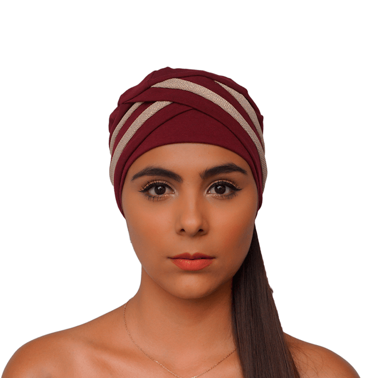 turbante cruzado vinotinto