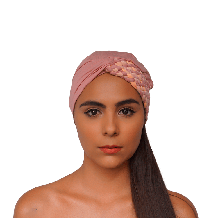 turbante trenzado rosado
