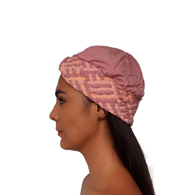 turbante trenzado rosado lado